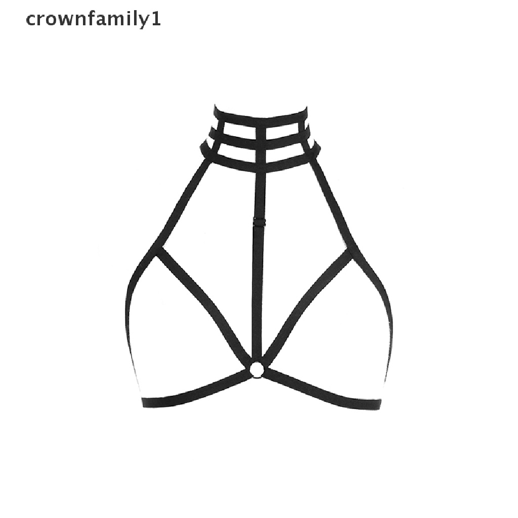 [crownfamily1] Dây Đai Co Giãn Đeo Áo Ngực Phong Cách Goth Gợi Cảm