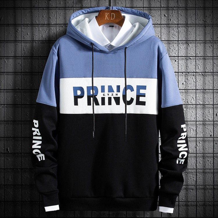 Áo Hoodie Nỉ Nam Nữ Mũ Trùm Đầu Họa Tiết Chữ PRINCE Phối Màu Sành Điệu Zenkonam MEN TOP 174 (Xanh dương)