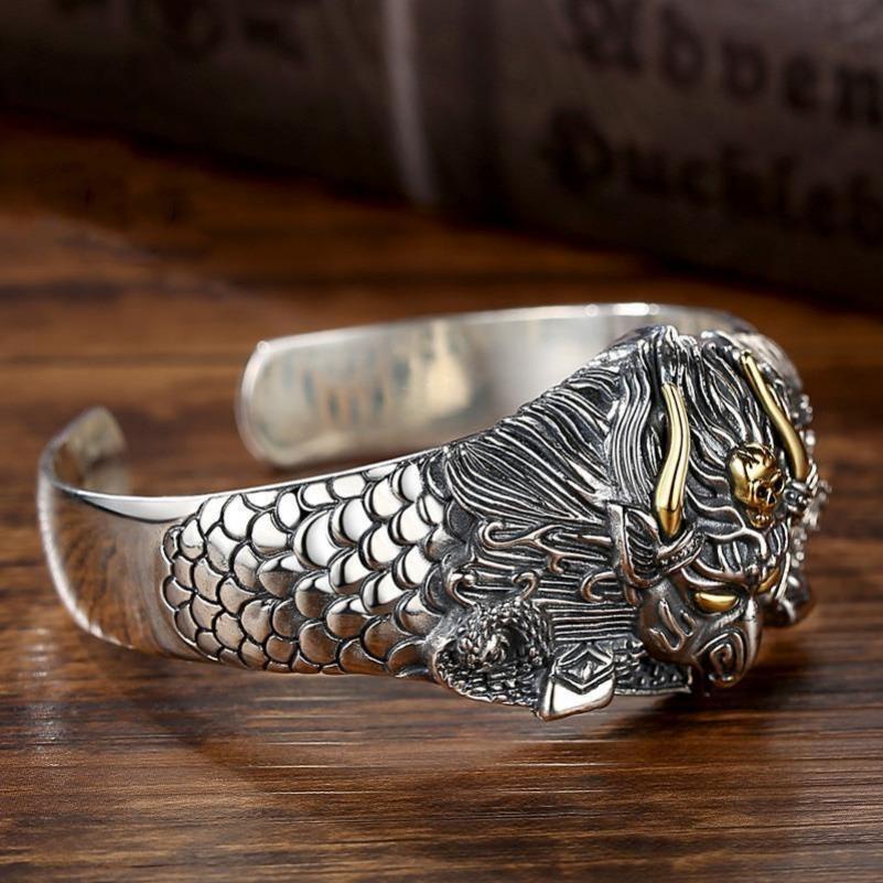 Vòng Tay Mặt Hình Đầu Lâu Chim Đại Bàng Phong Cách gothic punk Cổ Điển Cho Nam