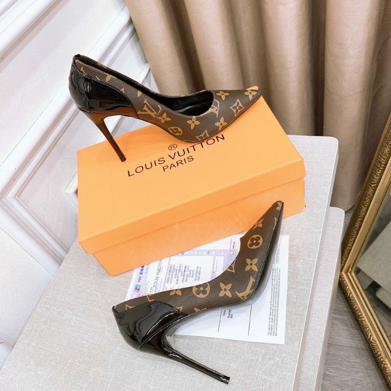 h Giày Cao Gót 10p l.v Da Mềm Êm Gót Bóng Fullbox Bill Túi Hãng Cao Cấp