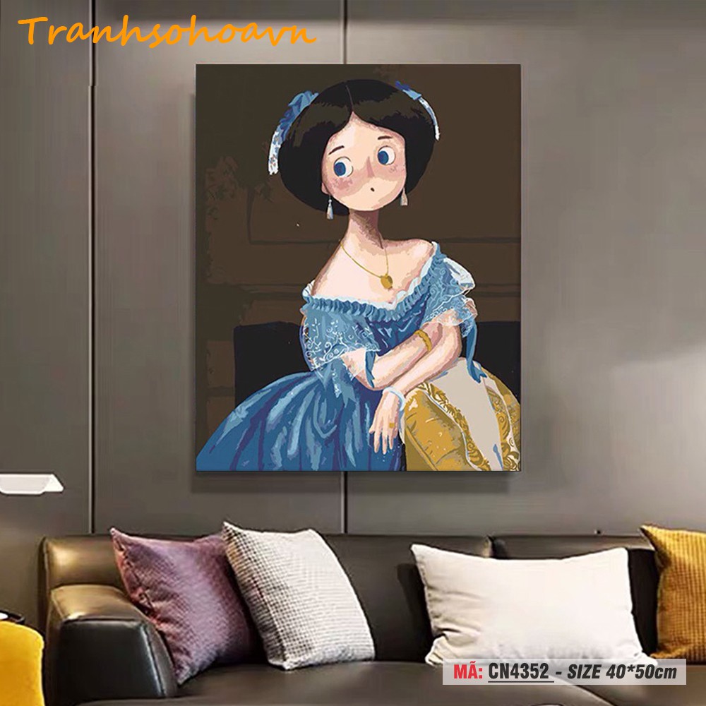 Tranh Số Hóa Tự Tô Màu 💝FREESHIP💝 Tranhsohoavn Cô Gái Siêu Đáng Yêu, Mẫu Mới Hàng Có Sẵn