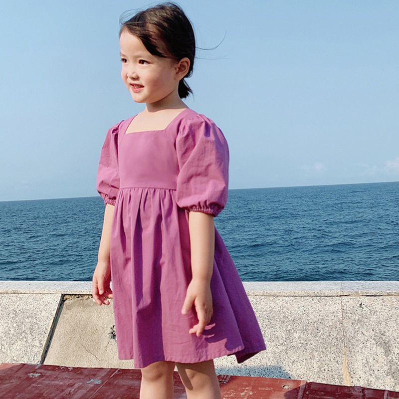 Đầm Công Chúa Tay Phồng Hở Lưng Ngọt Ngào Mùa Hè Hàn Quốc Cho Bé Gái