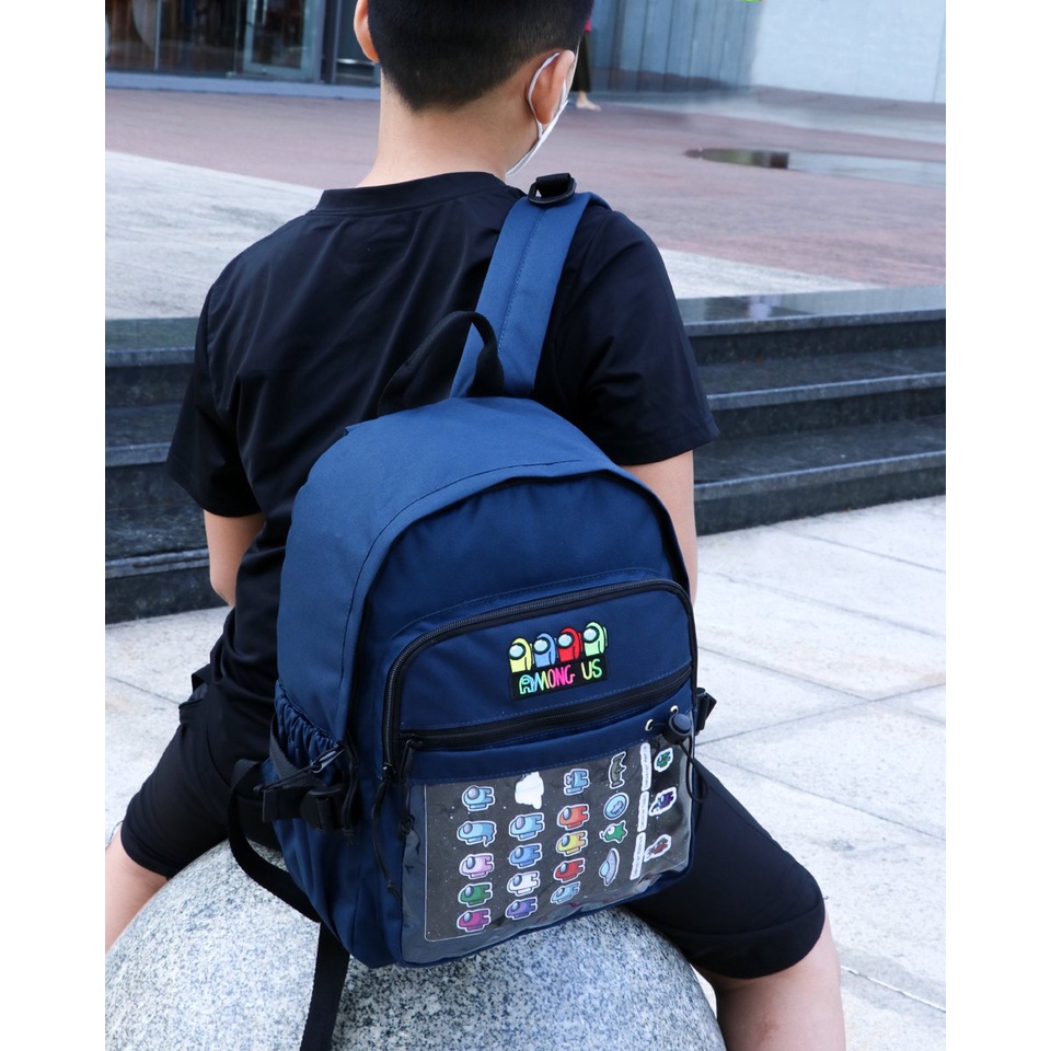 Balo học sinh unisex chất dù nhẹ bền với thiết kế thêu chuyển màu độc đáo "Among Us"  - BOM