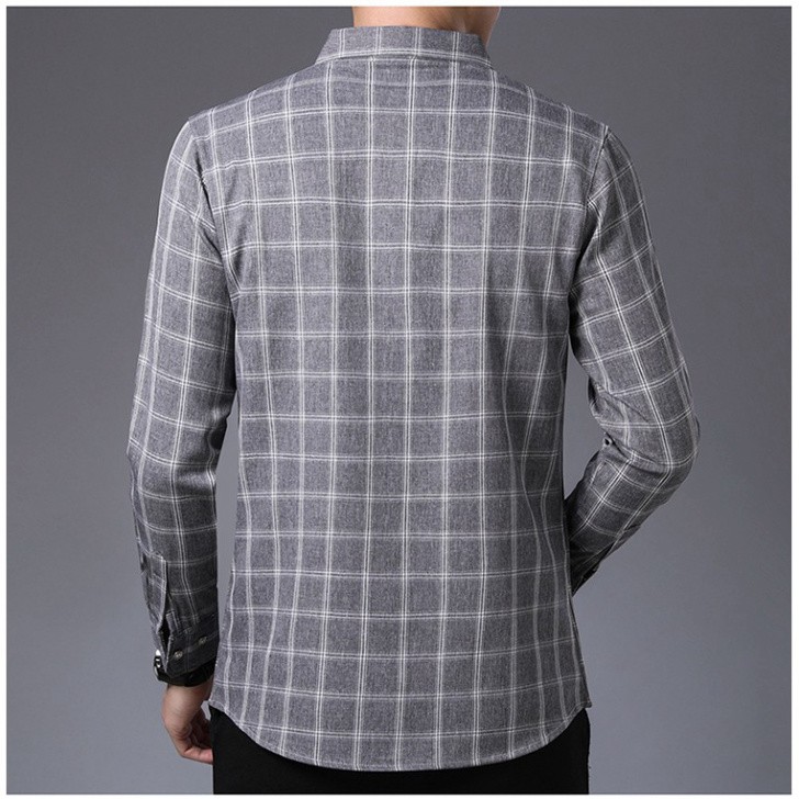 Áo sơ mi nam dài tay chất đũi Ghi Xám Kẻ Ca Rô chuẩn thiết kế Hàn Quốc (SMLD) | BigBuy360 - bigbuy360.vn