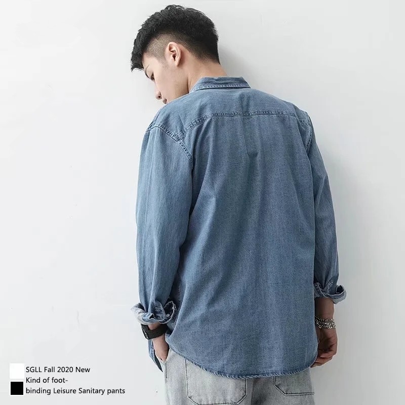Áo Sơ Mi Denim Dài Tay Thời Trang Đơn Giản Thanh Lịch Cho Nam