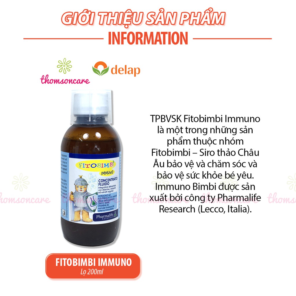 Immuno Bimbi - tăng sức đề kháng cho bé - của Fitobimbi - Nhập khẩu chính hãng từ Ý