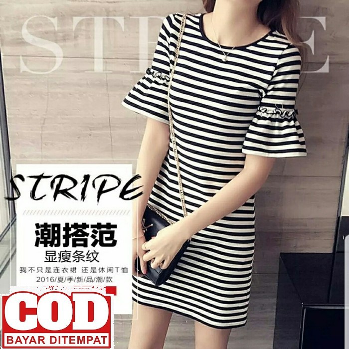 Đầm sơ mi kẻ sọc phong cách Hàn Quốc SQ619