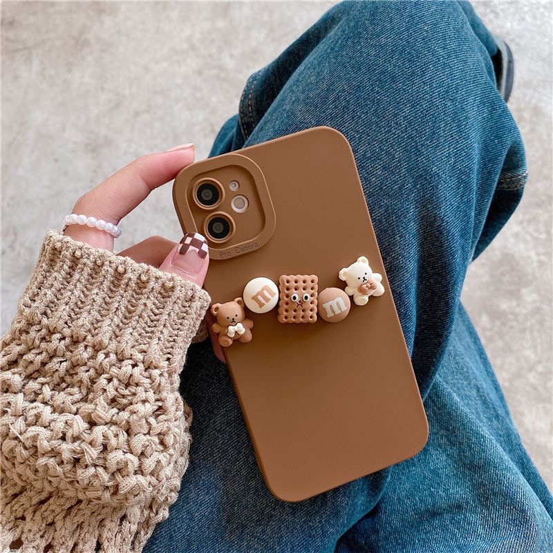 Ốp lưng iphone cạnh vuông bảo vệ camera Brown candy 7plus x xsmax 11 11promax 12 12pro 12promax 13 13pro 13promax DT13