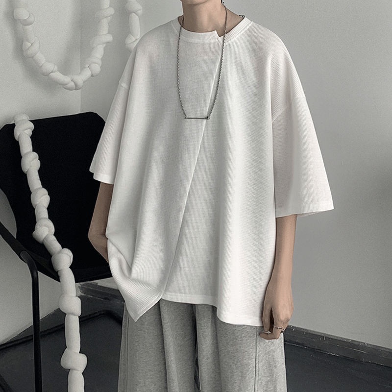 Áo Thun Tay Ngắn Dáng Rộng Phong Cách Hồng Kông Thời Trang Cá Tính Cho Nam