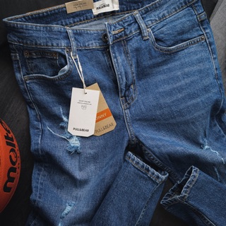 Quần jean nam PULL&BEAR đen trơn - JUSTINSHOP