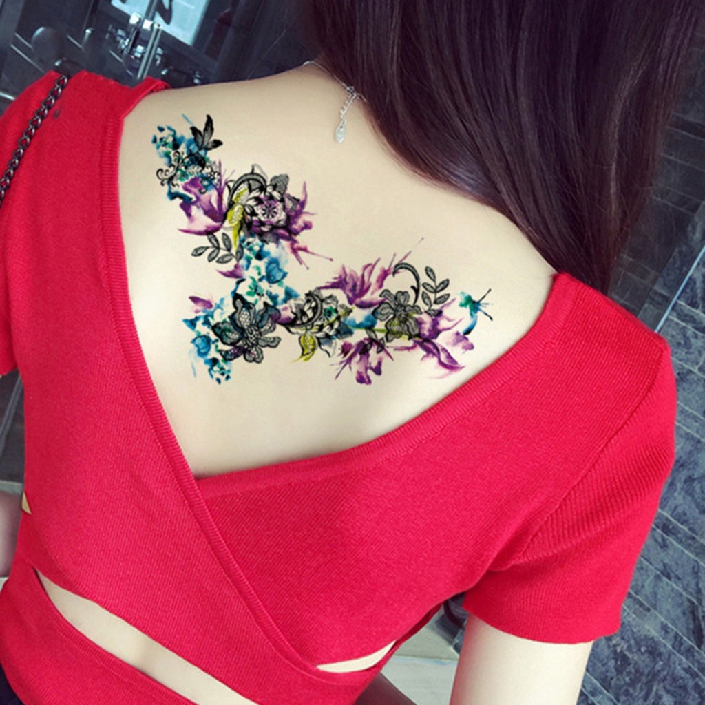 (Hàng Mới Về) Hình Xăm Dán Ngực Họa Tiết Hoa Nhiều Màu Chống Thấm Nước Cho Nữ