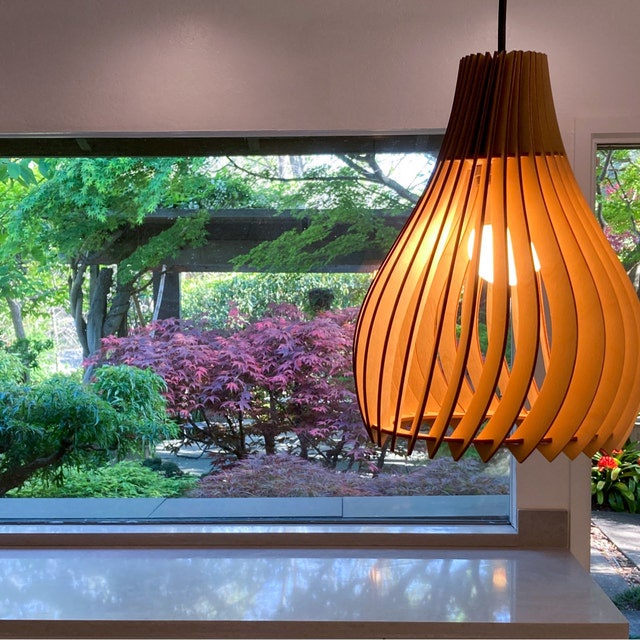 Đèn gỗ trang trí, thả trần , đèn decor hình Xoắn Ốc cao cấp GD125