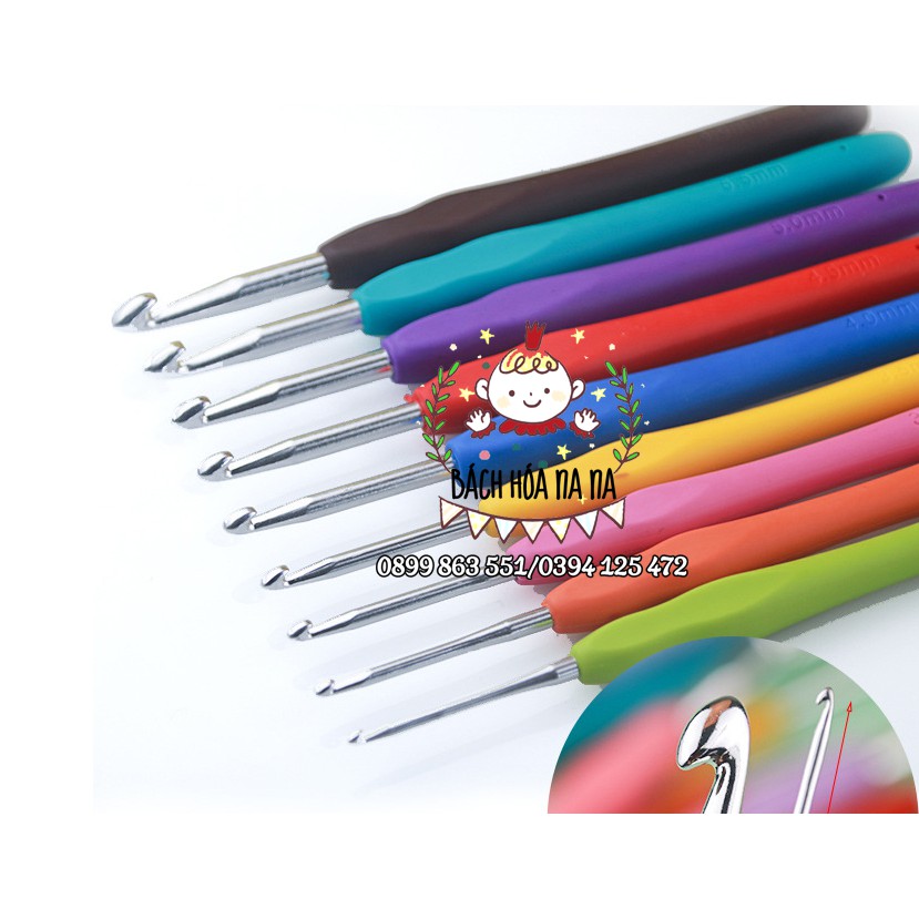 Kim móc đan len cao cấp nhiều kích cỡ-Kim móc len sợi cán gỗ - size 1.0- 6.0mm- BÁCH HÓA NA NA