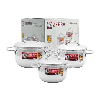 Bộ 3 nồi inox 304 Zebra Thái Lan Extreme Infinity 18+20+22cm, nhập khẩu Thái Lan-180826