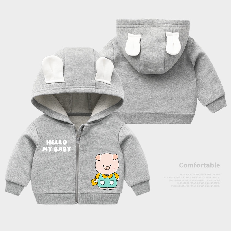 Áo khoác bé trai bé gái, áo ấm nỉ bông HELLO 7-23 kg