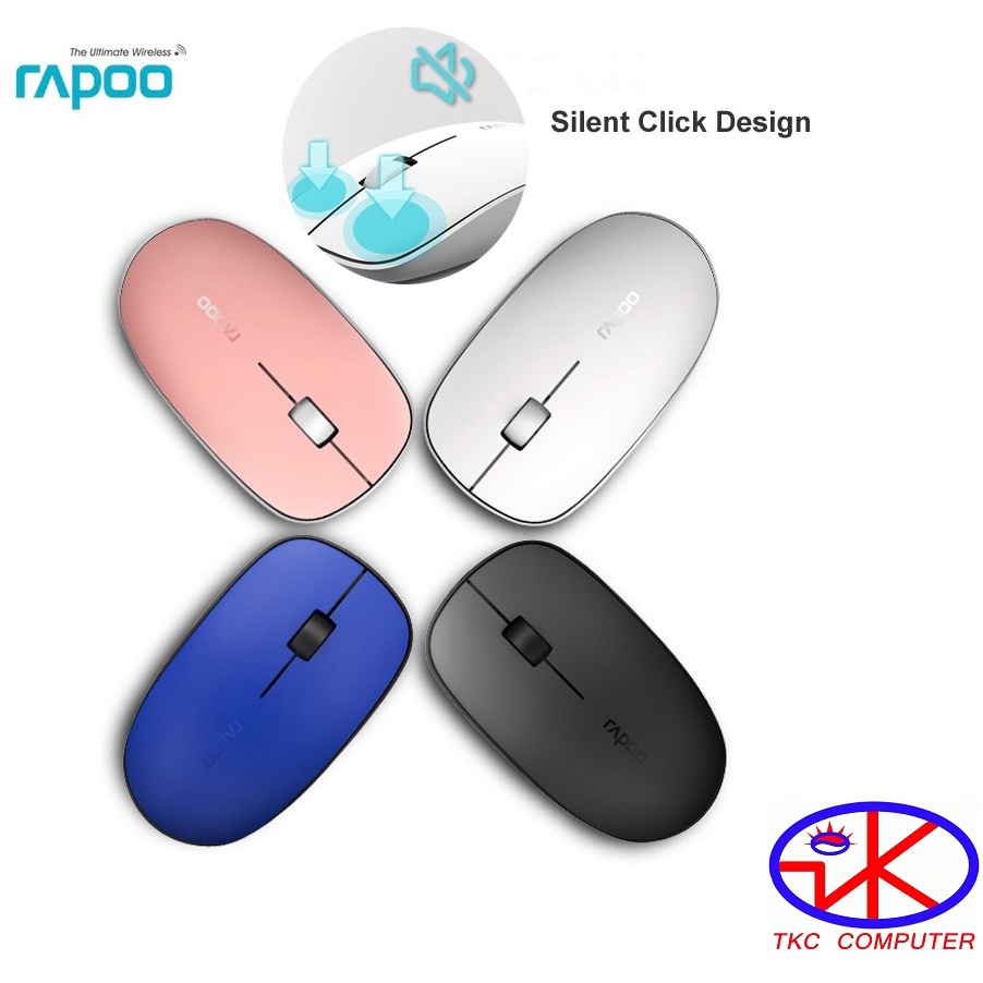 Chuột không dây không gây tiếng ồn  kết nối chuẩn Bluetooth và 2.4GHz Rapoo M200 Silent 1300DPI