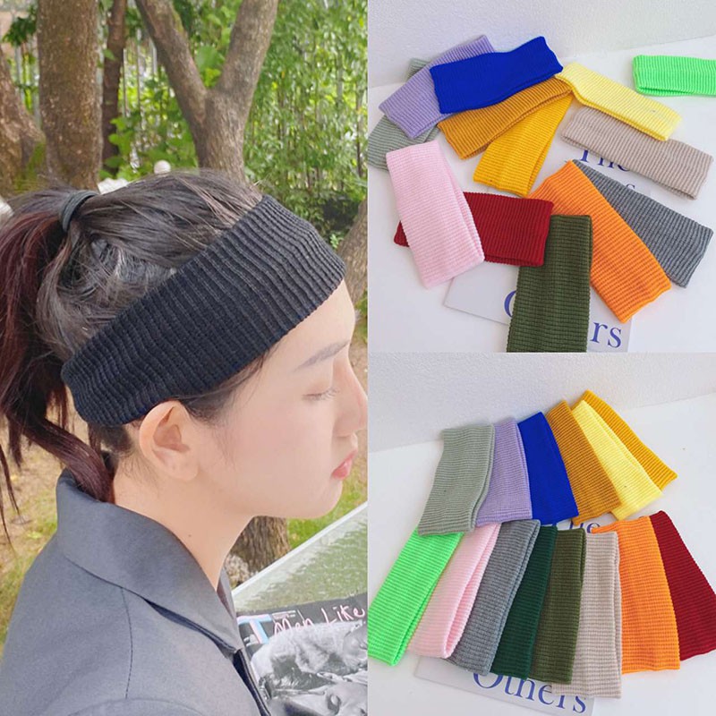 Băng Đô Dệt Kim Màu Trơn Phong Cách Thể Thao Cho Nữ