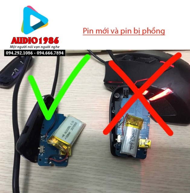 Pin sạc micro trợ giảng 3,7V Pin dành cho mic trợ giảng không dây các thương hiệu Shidu, aporo, aker ....
