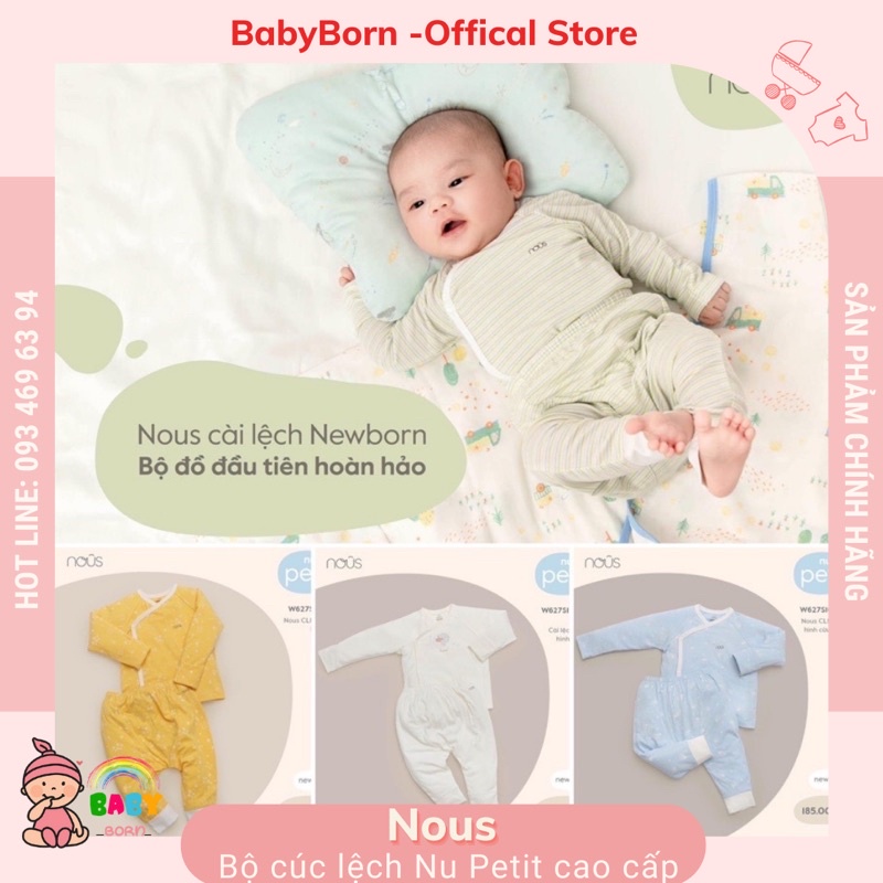 Nous  - Bộ Cúc Lệch Sơ Sinh mềm mịn, thấm hút mồ hôi, điều hoà thân nhiệt W627