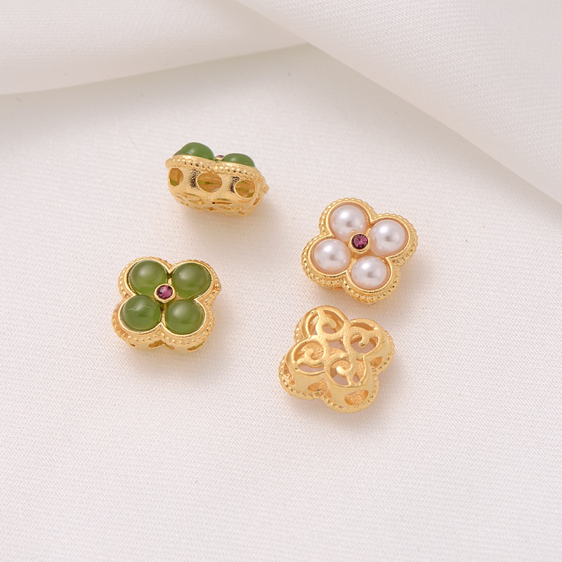 Bộ Hạt Đá Màu Sắc Mạ Vàng Làm Vòng Tay/Dây Chuyền Handmade