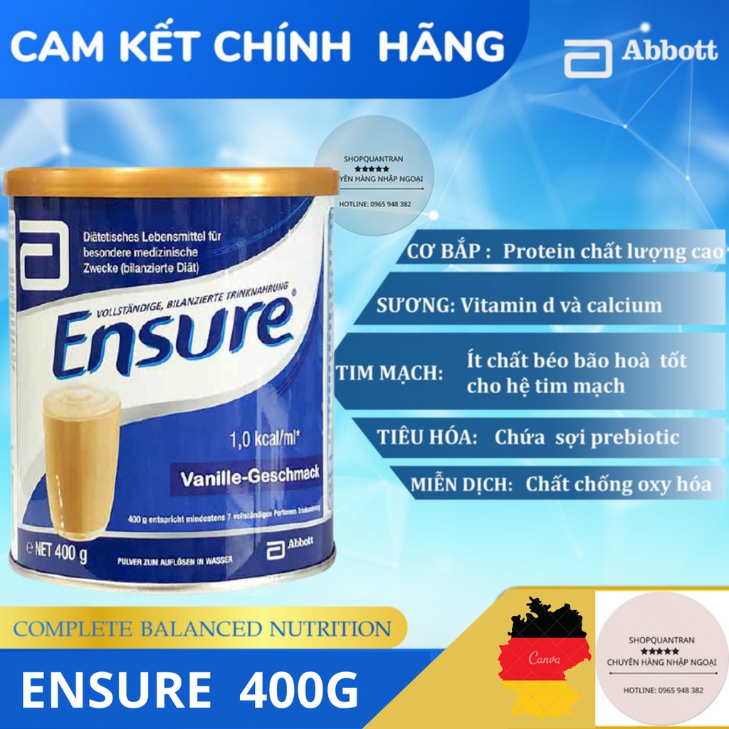 Sữa Ensure Đức 400g (Date Mới) Hương Vanila Chính Hãng Giá Tốt  Mamababyvn