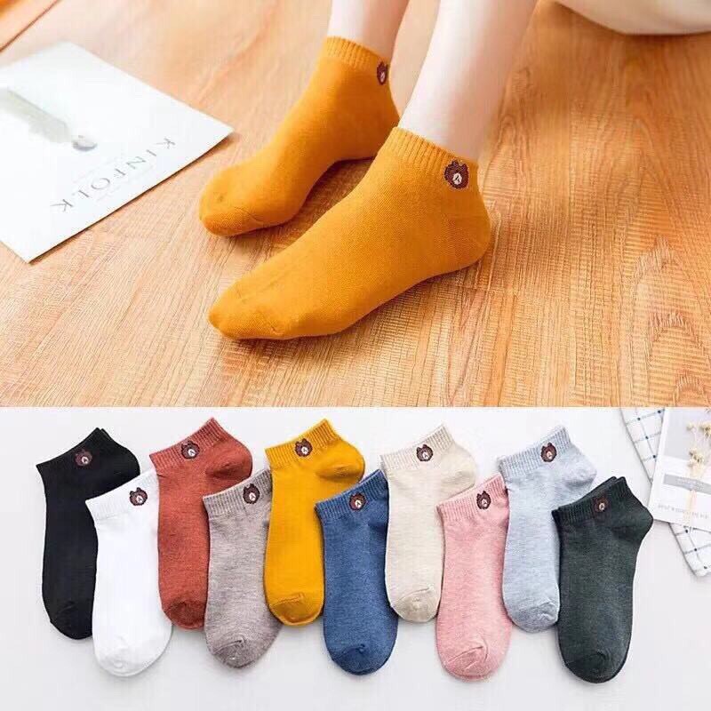 SET 10 đôi Tất/Vớ Gấu cổ ngắn kèm túi gấu siêu cute