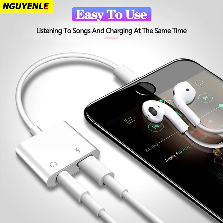 Cáp Chuyển Đổi 2 in 1 Vừa Sạc Vừa Cắm Tai Nghe cổng Lightning và Jack 3.5 dành cho iphone