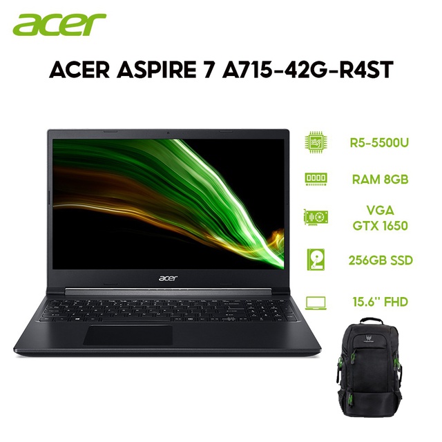 Laptop Acer Aspire 7 A715-42G-R4ST R5-5500U 8GB 256GB VGA GTX 1650 4GB 15.6'' FHD Win 10