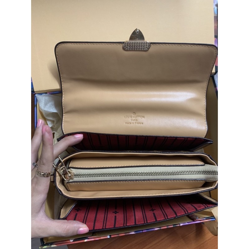 TÚI LV NÂU LÓT LV XỊN DÂY ĐEO BẢN TO SIZE 22CM | BigBuy360 - bigbuy360.vn