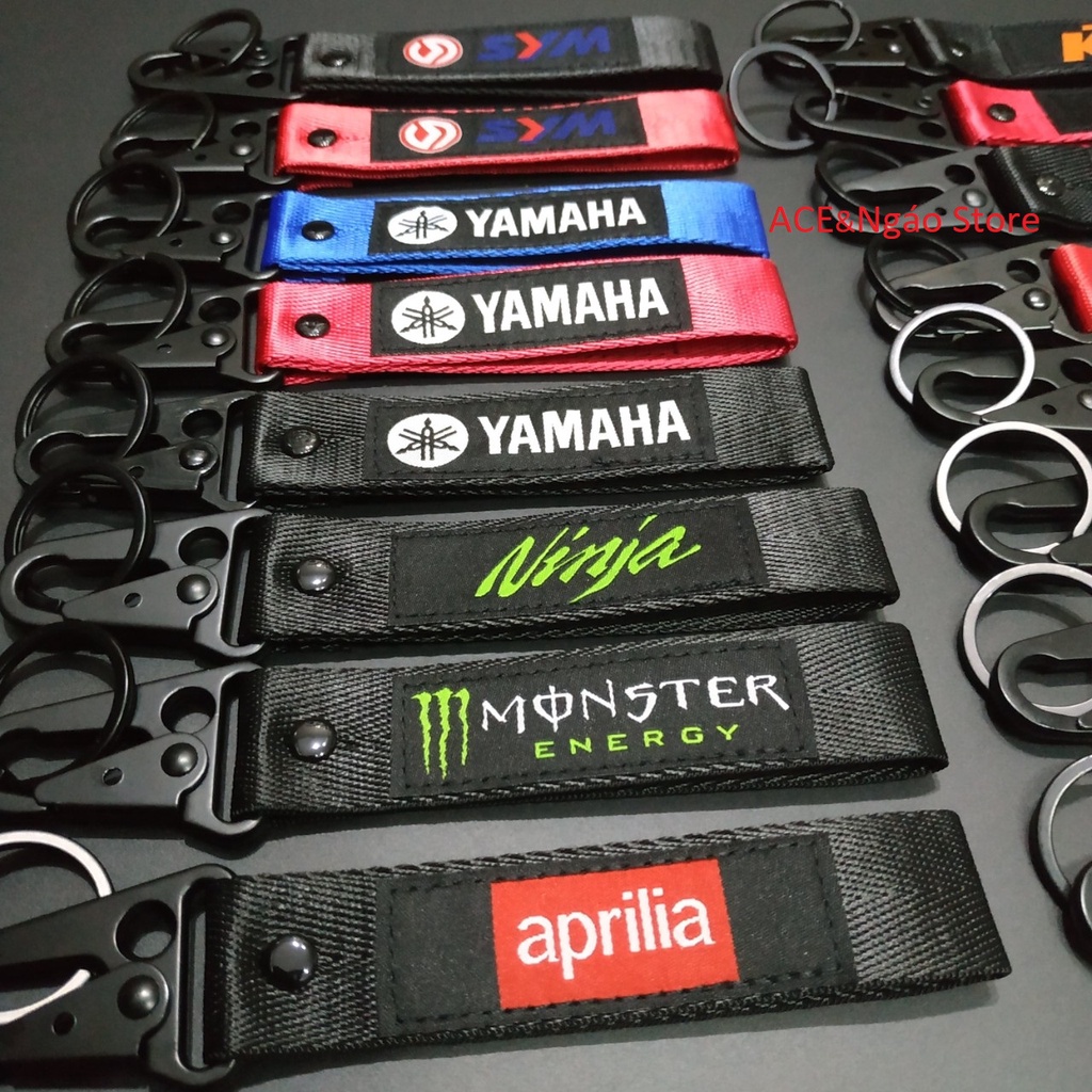 Móc chìa khóa vải hình thêu kawasaki monter marque 16x2.5 cm