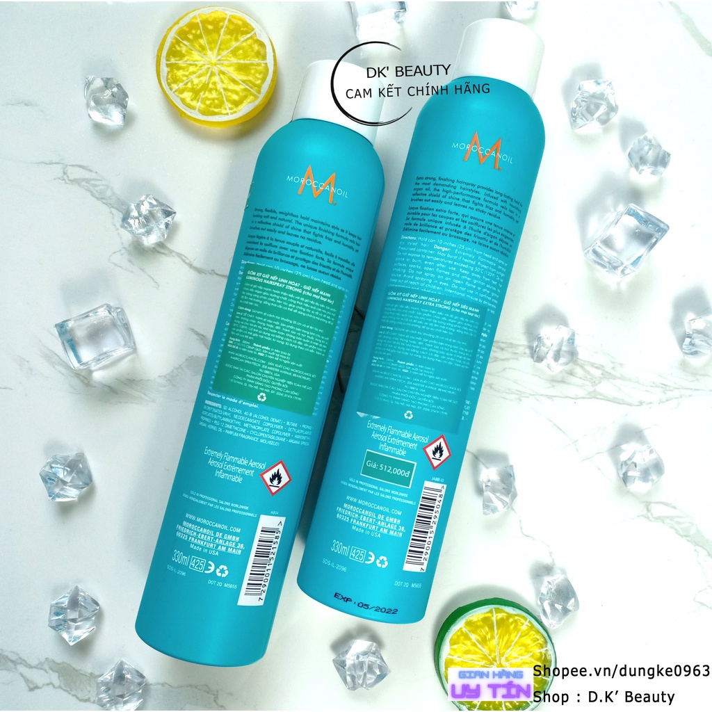 Gôm Moroccanoil Tạo Kiểu Xịt Bóng Giữ Nếp Mạnh, Siêu Mạnh Luminous Hairspray