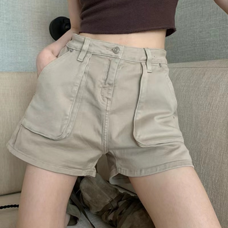 Quần Short Denim Lưng Cao Ống Rộng Thời Trang Mùa Hè Hàn Quốc Mới Cho Nữ