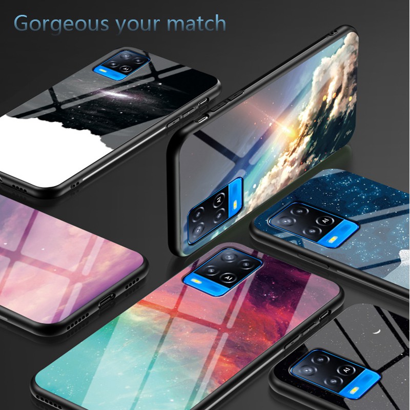 ốp điện thoại Kính Cường Lực Chống Sốc Họa Tiết Bầu Trời Sao Cho Oppo A54