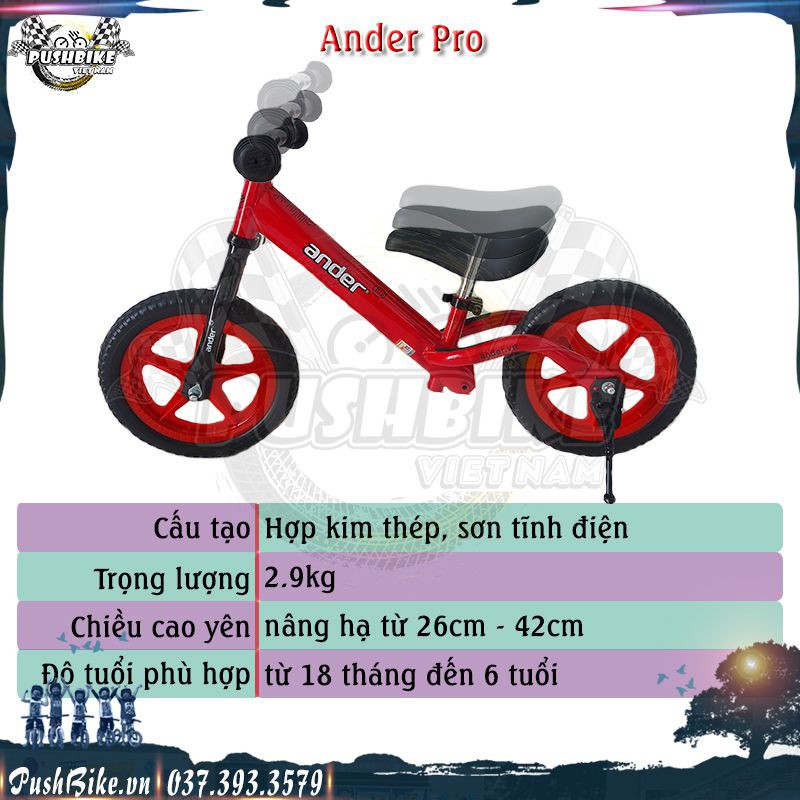 Xe thăng bằng Ander Pro cho bé từ 1.5 đến 6 tuổi  - Hợp kim thép, sơn tĩnh điện, nặng 2.9kg