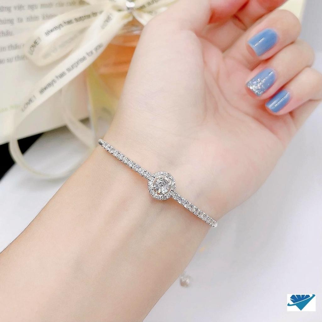 Bộ dây chuyền - Lắc tay - Nhẫn và bông tai mặt đá tròn, chuẩn bạc 925 cao cấp không đen xỉn - Anchi jewelry.