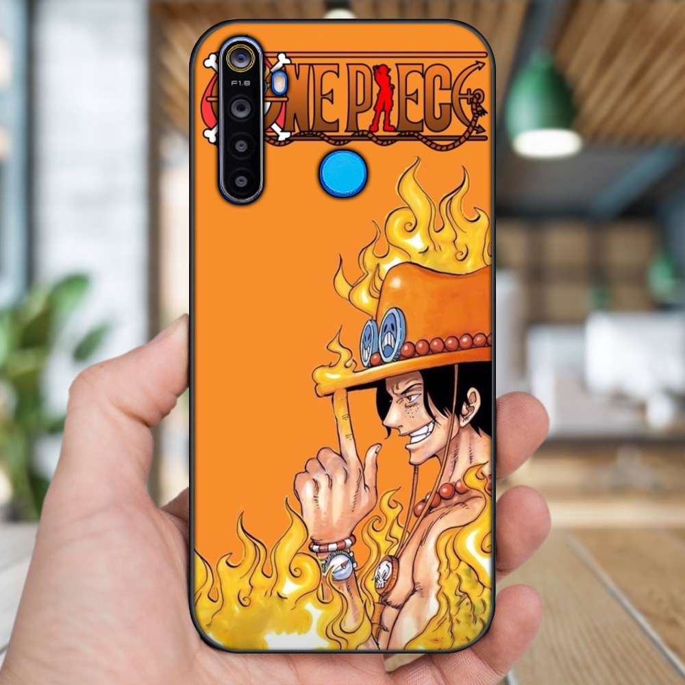 Ốp lưng Realme 5, 5 Pro viền đen in hình Ace One Piece