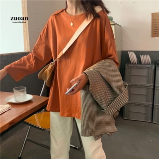 Áo thun nữ SUXI tay dài màu trơn Hàn Quốc
