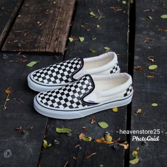 Thật tốt. Giày Thể Thao Vans SLIP ON Họa Tiết Caro Cao Cấp Cho Nam Và Nữ