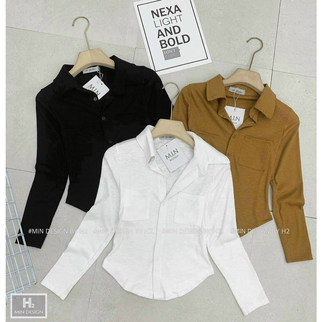 Áo Thun Sơ Mi Cổ Bẻ Gài Nút Tay Dài Phối Hai Túi Trước Ngực TTSLA0841