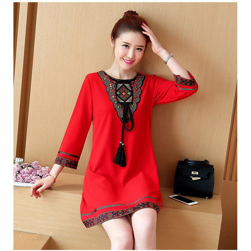 FREESHIP ĐƠN 99K_ Đầm Dạ Tiệc Hoạ Tiết Thêu Phong Cách Dân Tộc | BigBuy360 - bigbuy360.vn
