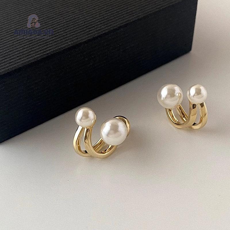 ✨✨Bông tai mạ bạc 925 đính ngọc trai đơn giản thời trang phong cách Hàn Quốc