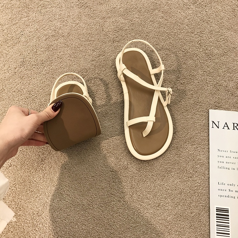 Dép Da Có Quai Đi Học Dép Nữ Dép xỏ ngón Nấm Lùn Clothes Dép quai hậu nữ Xăng đan đế bằng