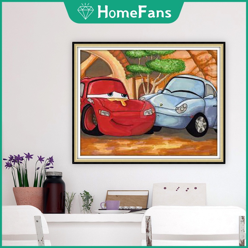 Bộ Phụ Kiện Làm Tranh Đính Đá DIY 5D 50x40cm Hình Xe Hơi/Xe Hơi Dễ Thương Cho Bé Và Người Lớn