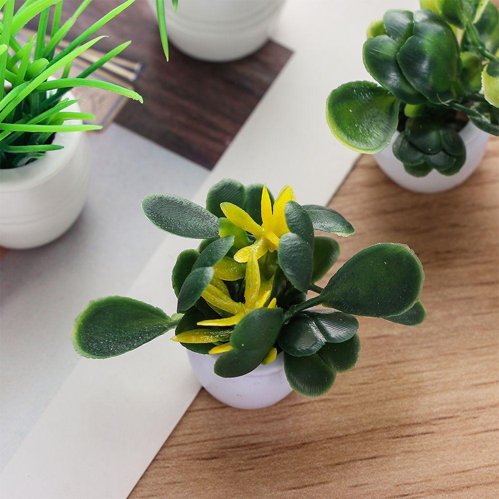 LUOL Bộ 5 Chậu Cây Xanh Trang Trí Nhà Búp Bê 3-4cm