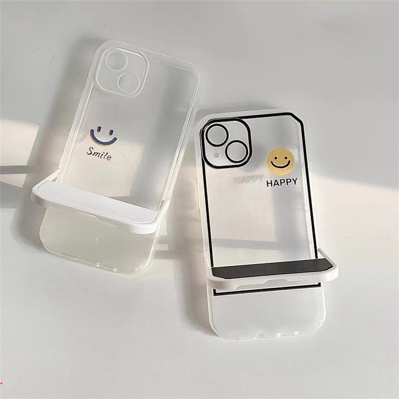 Ốp Điện Thoại Tpu In Hình Mặt Cười Có Giá Đỡ Ẩn Cho IPhone 11 12 13 Pro MAX 6 7 8 Plus X XS MAX XR