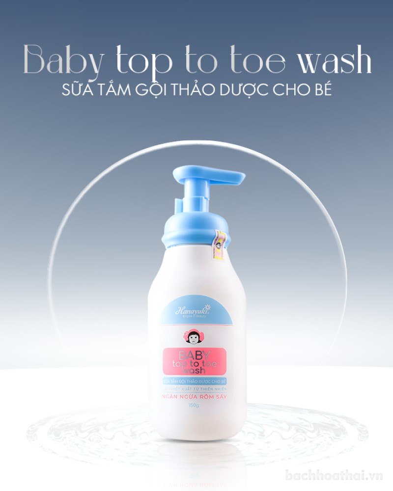 Chai 150g Sữa tắm gội cho bé Hanayuki Baby-top-to-toe-wash