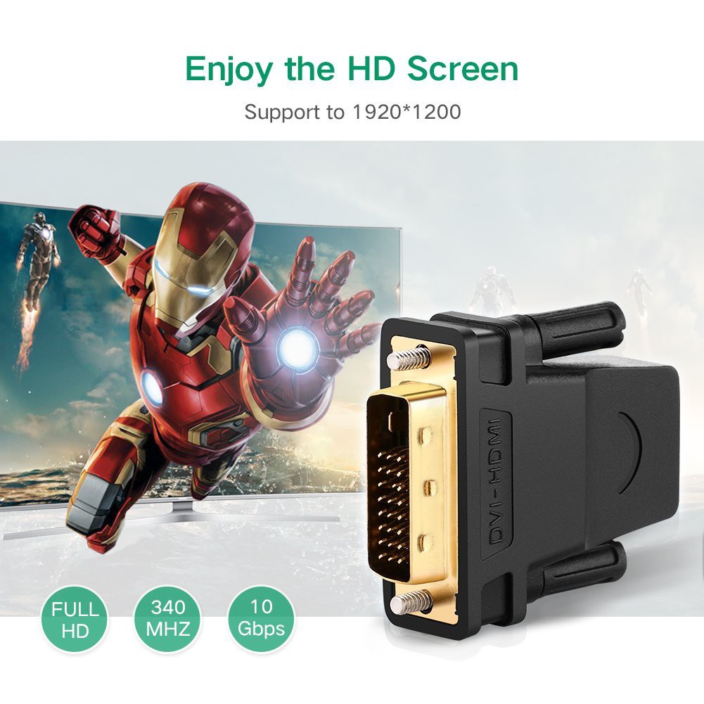 [Mã ELHACE giảm 4% đơn 300K] Đầu Chuyển Đổi DVI 24+1 Sang HDMI âm UGREEN 20124 - Hàng Chính Hãng