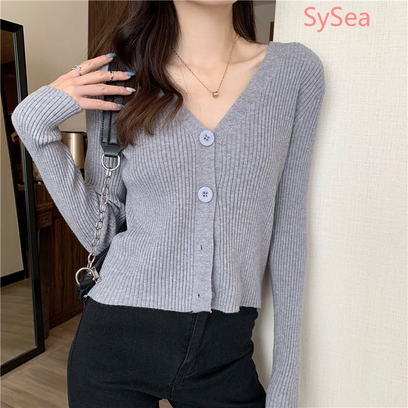Áo khoác cardigan dệt kim tay dài phong cách Hàn Quốc thời trang mùa thu dành cho nữ
