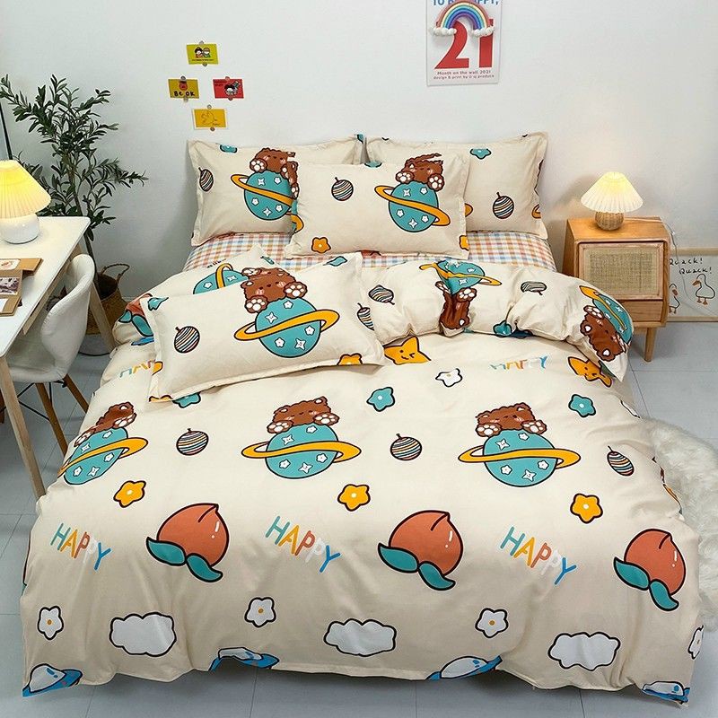 Bộ Chăn Ga Gối Đào Nâu Cotton Poly