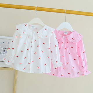 Áo sơ mi dài tay chất cotton họa tiết đáng yêu dành cho bé gái
